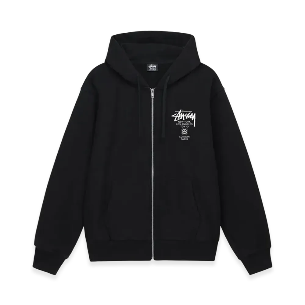 Stussy World Tour Zip Hoodie 2023 "Black"
