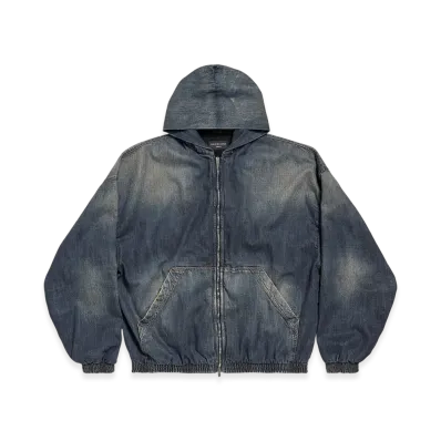 BALENCIAGA Women's Zip-up Hoodie "Dark Blue"