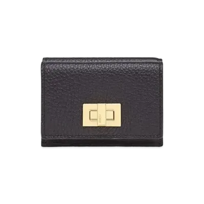 FENDI Micro Three-Fold Wallet Leather Wallet "Black"
