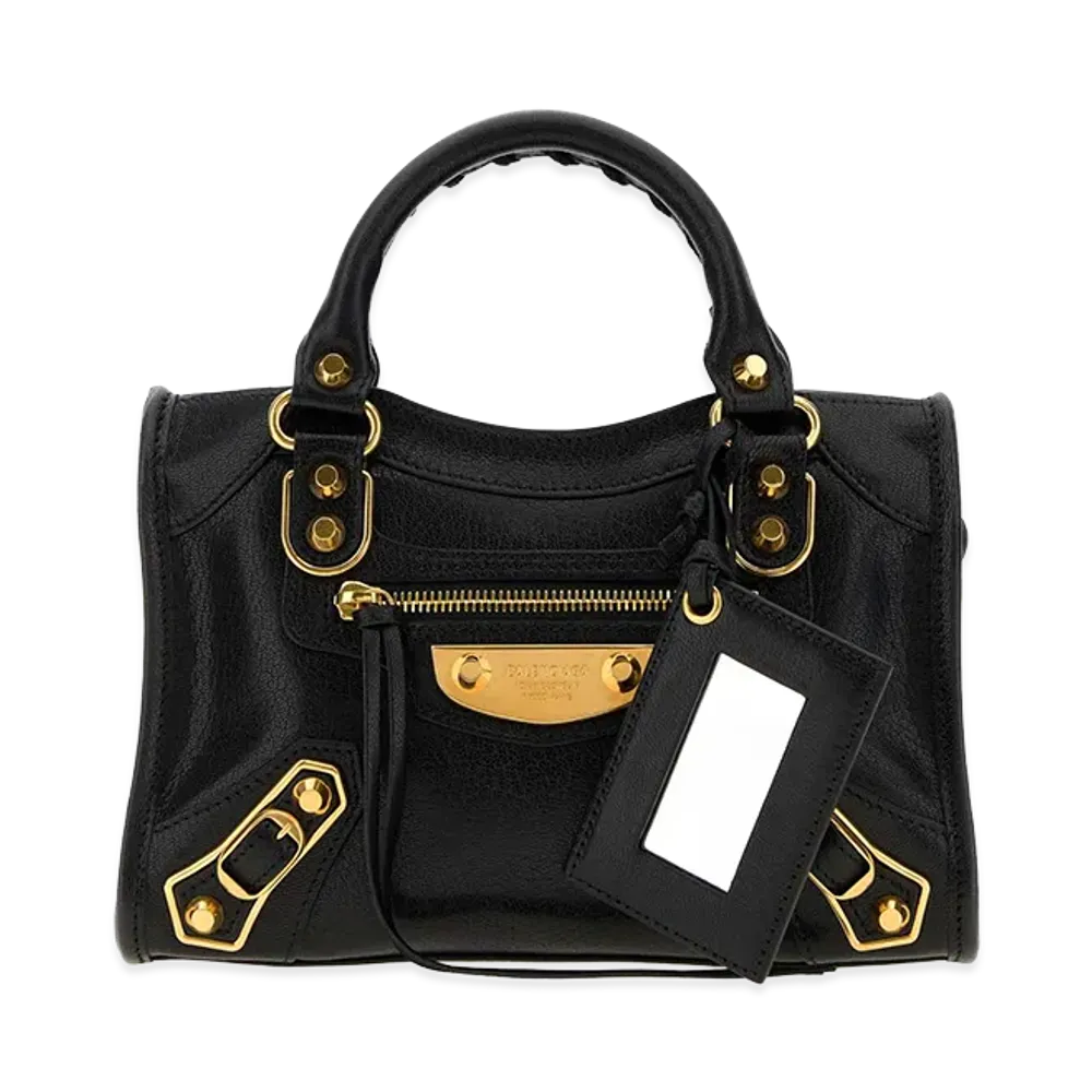 BALENCIAGA Women's Leather Mini Le City Uptown Handbag "Black"