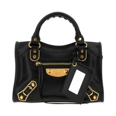 BALENCIAGA Women's Leather Mini Le City Uptown Handbag "Black"