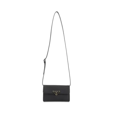 PRADA Women's Saffiano Mini Crossbody Bag "Black"