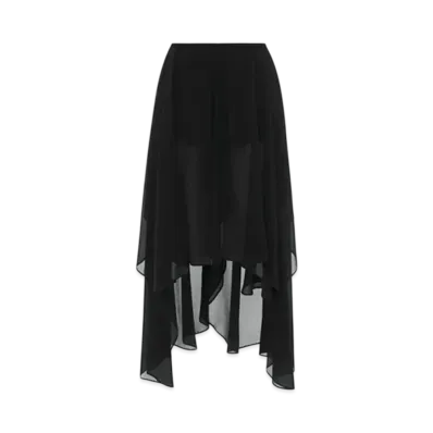 Chloe Fluid Volant Shorts In Silk Georgette "Black"