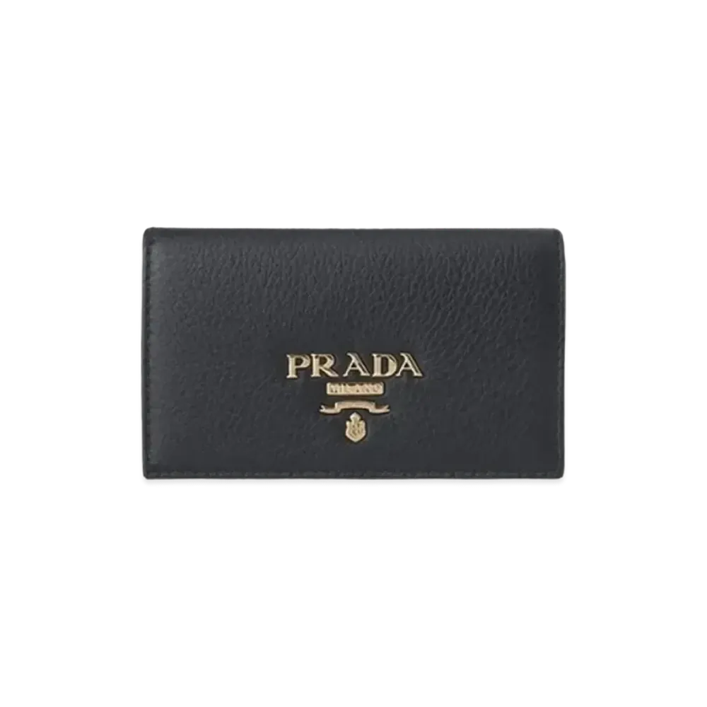 PRADA Vitello Grain Leather Card Holder "Black"