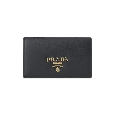 PRADA Vitello Grain Leather Card Holder "Black"