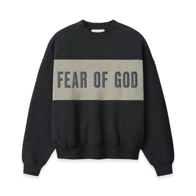 FEAR OF GOD ESSENTIALS Cropped Relaxed Panelled Sweatshirt "Iron Grey Heather/Seal Heather"