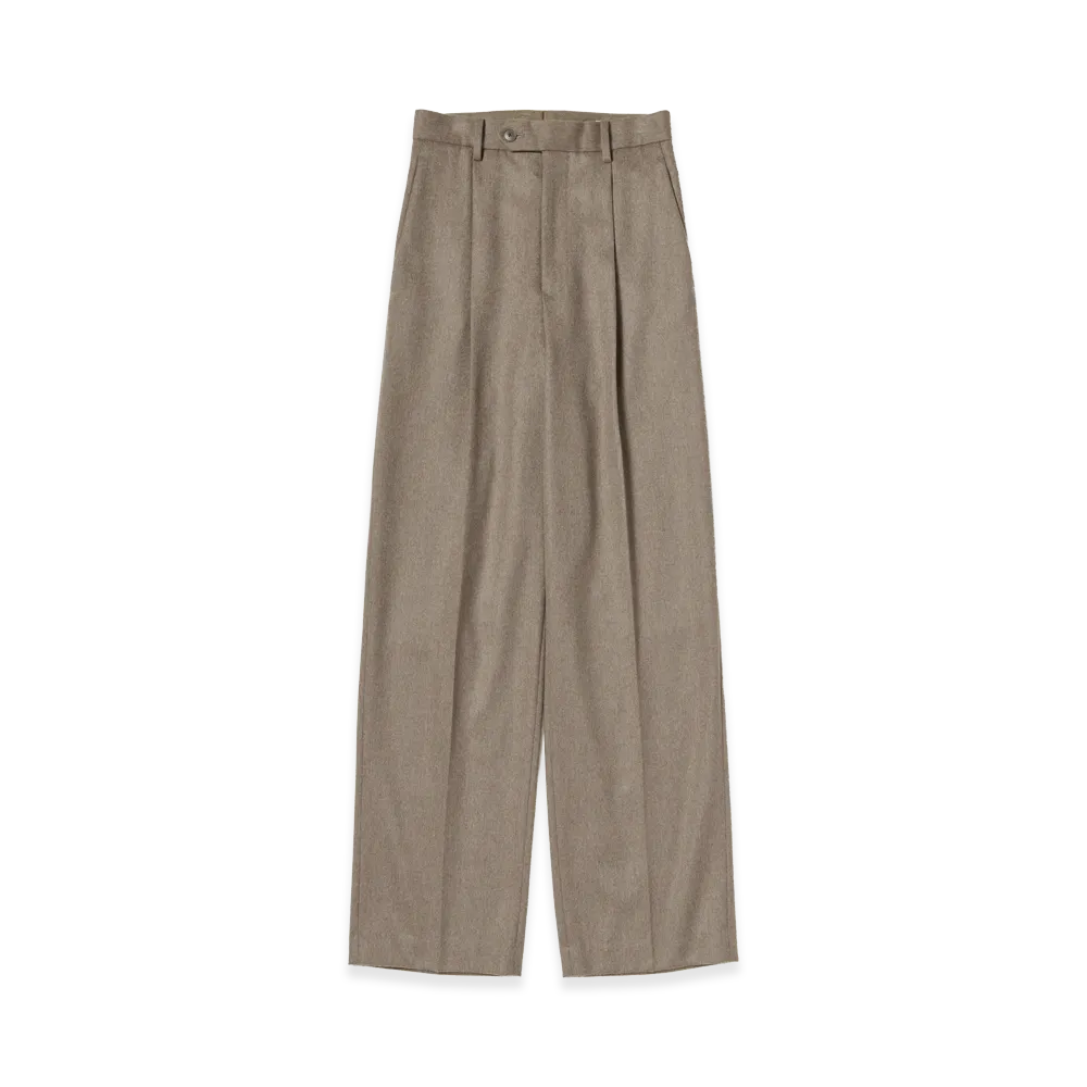 AURALEE Women's Cashmere Moleskin Two-Tuck Slacks "Top Brown Beige"