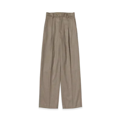 AURALEE Women's Cashmere Moleskin Two-Tuck Slacks "Top Brown Beige"