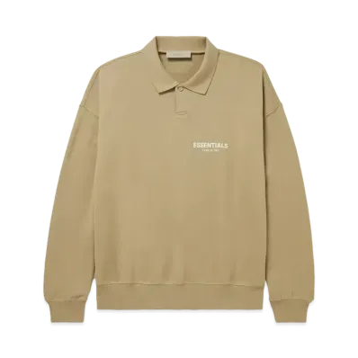FEAR OF GOD ESSENTIALS Logo Flocked Cotton Jersey Polo Shirt "Oak"