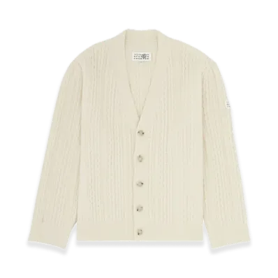 MM6 Maison Margiela Cable Knit Cardigan "White"