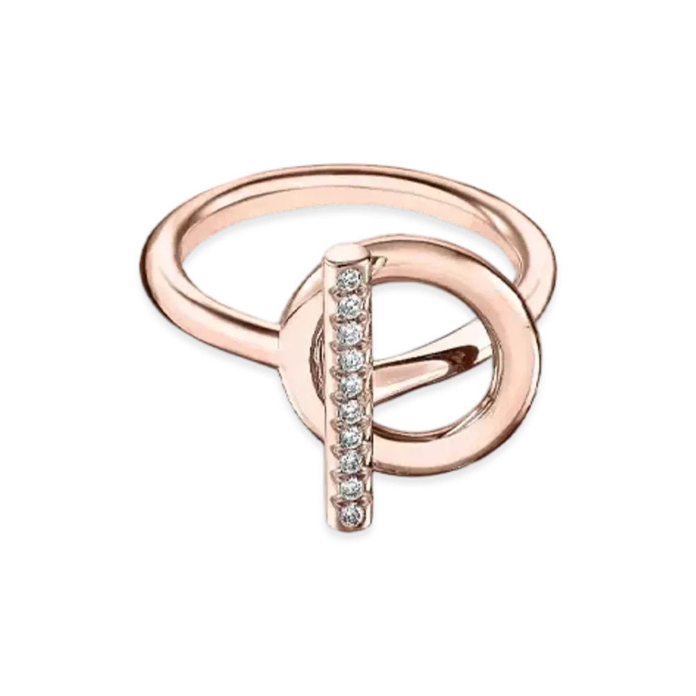 Hermes Echarpe Ring PM "Pink Gold/Diamond"