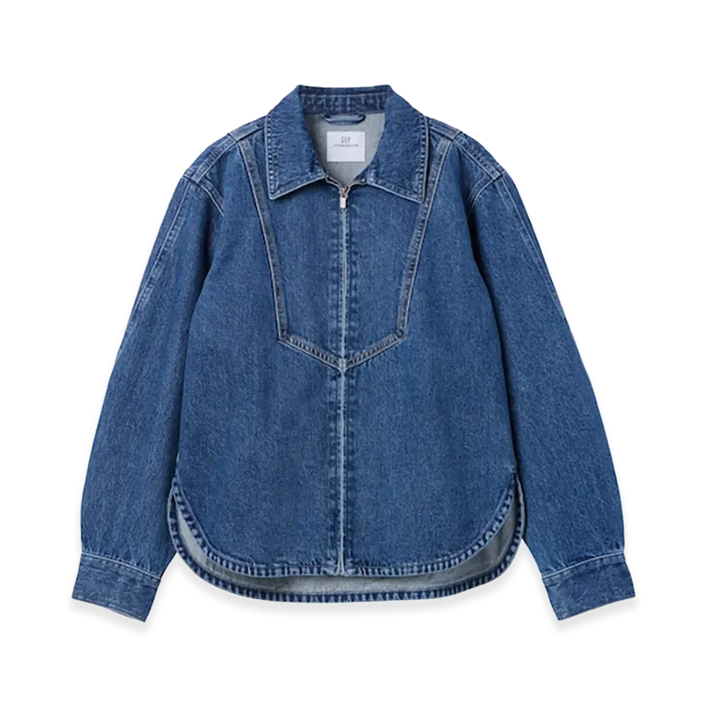 Gap x Victoria Beckham Women's Denim Zip-Up Shirt "Medium Wash"