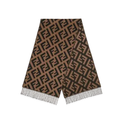 FENDI Cashmere FF Scarf "Brown"