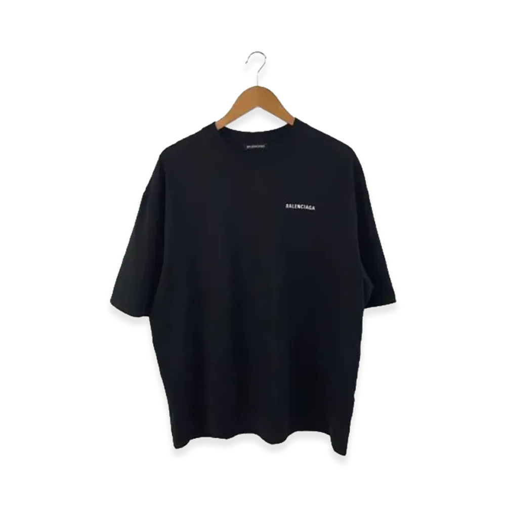 Balenciaga Logo Medium Fit Tee "Black/White"