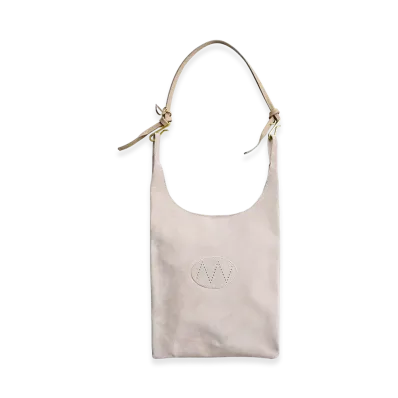 NICENESS S.O.Lowe – Midi Suede Leather Shoulder Strap Bag – Medium "Light Beige"