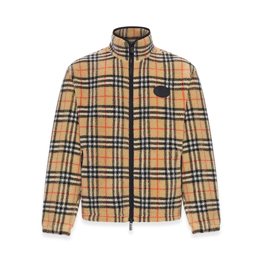 Burberry Checked Cashmere And Wool Blend Fleece "Beige"