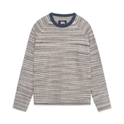 Stussy Textured Contrast Collar Crew "Grey Multl"