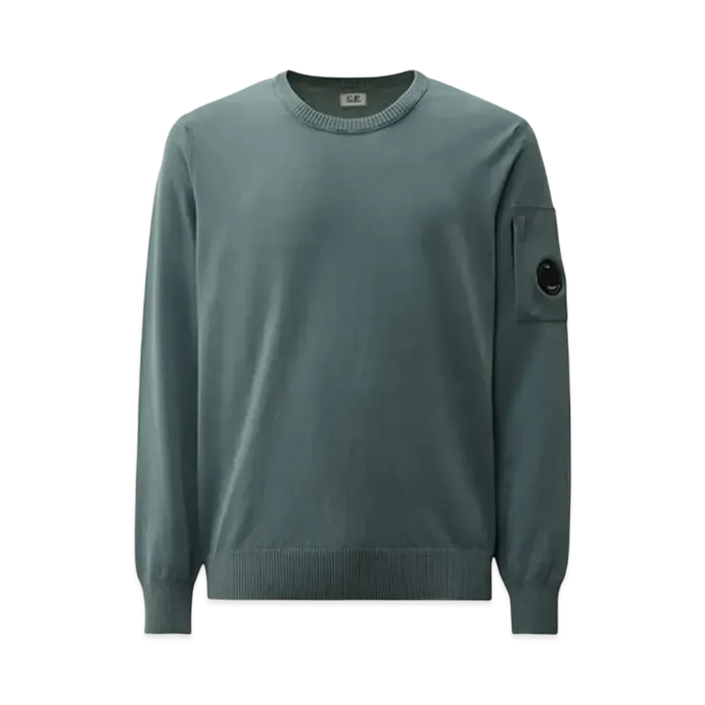 C.P. Company Cotton Crepe Crewneck Lens Knit "Stormy Weather Blue"