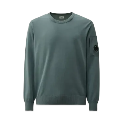 C.P. Company Cotton Crepe Crewneck Lens Knit "Stormy Weather Blue"