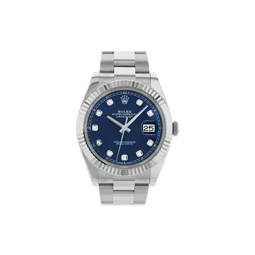 ROLEX Datejust 41 Blue Dial 10P Diamonds 126334G