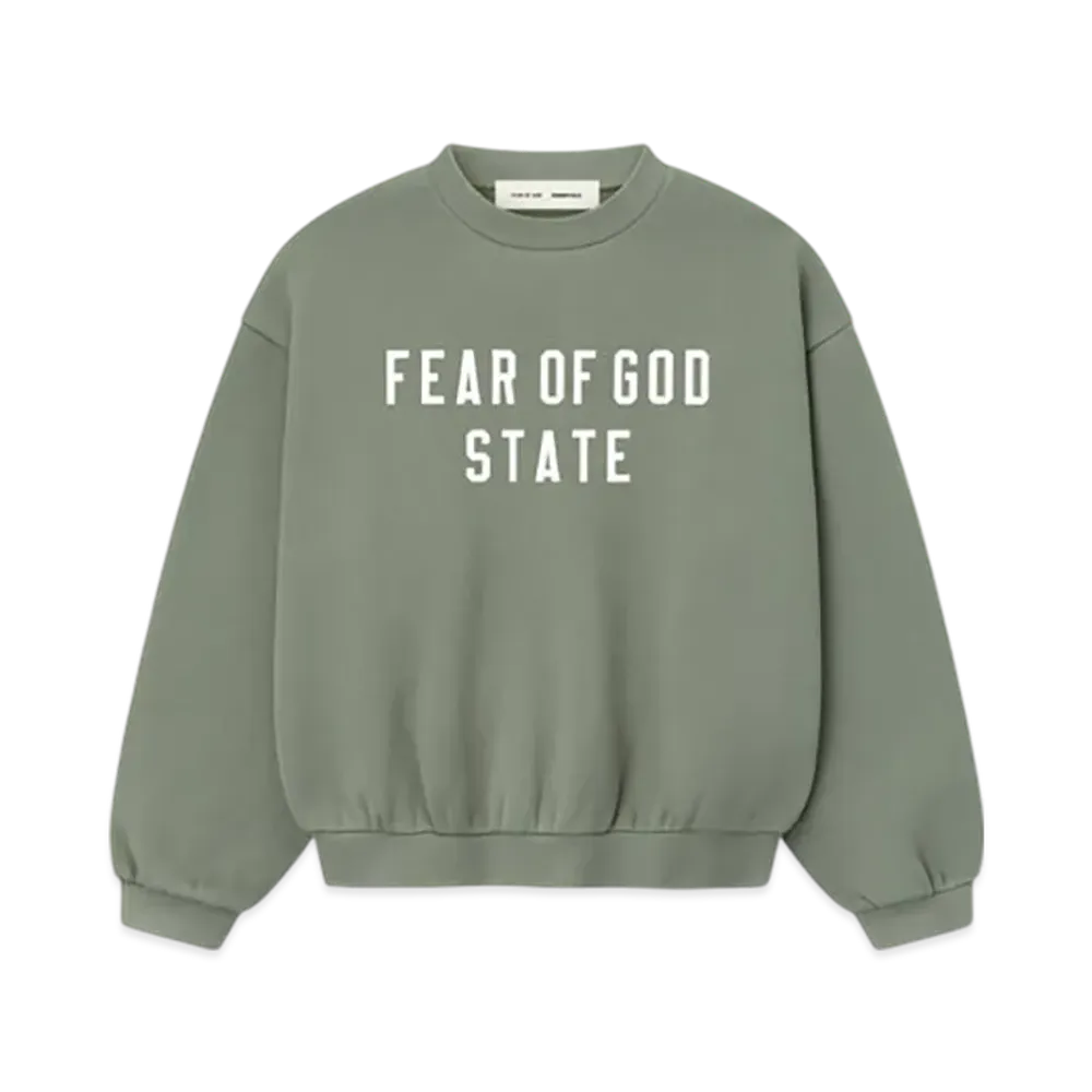 FEAR OF GOD ESSENTIALS Kids 90's Fleece Crewneck "Moss"