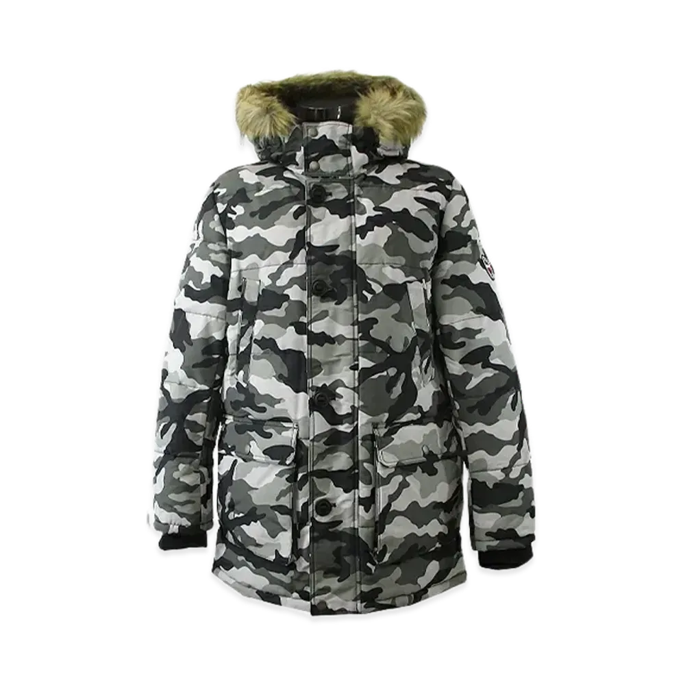 TOMMY HILFIGER Camouflage Padded Long Jacket "GrayCamo"