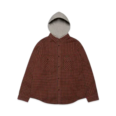 Supreme Houndstooth Flannel Hooded Shirt "Red"