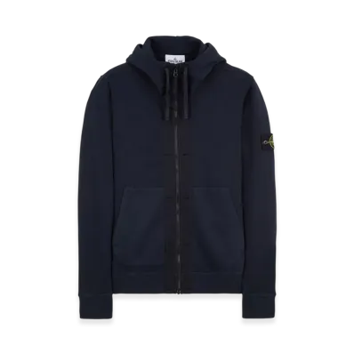Stone Island 60477 Brushed Cotton Fleece Full Zip Hooded Sweatshirt - 23FW "Navy Blue"