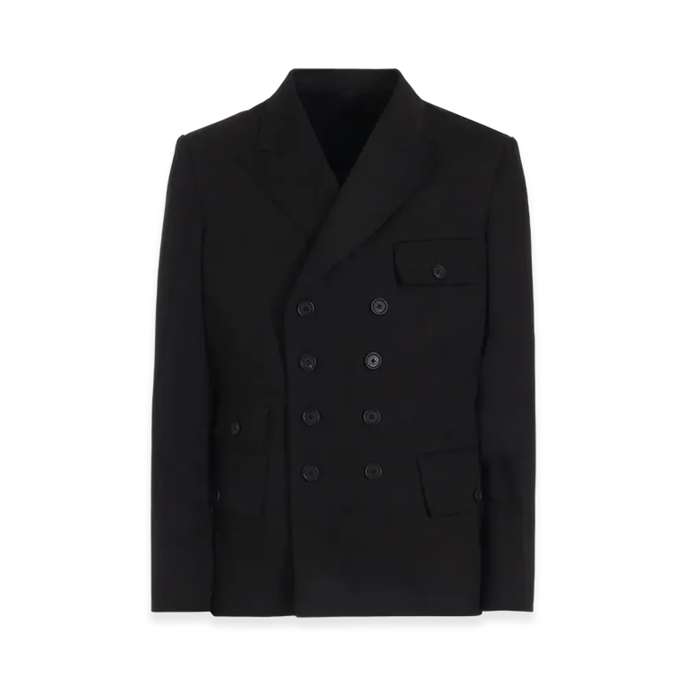 WILDSIDE YOHJI YAMAMOTO Cotton Chino Double Breasted Jacket "Black"