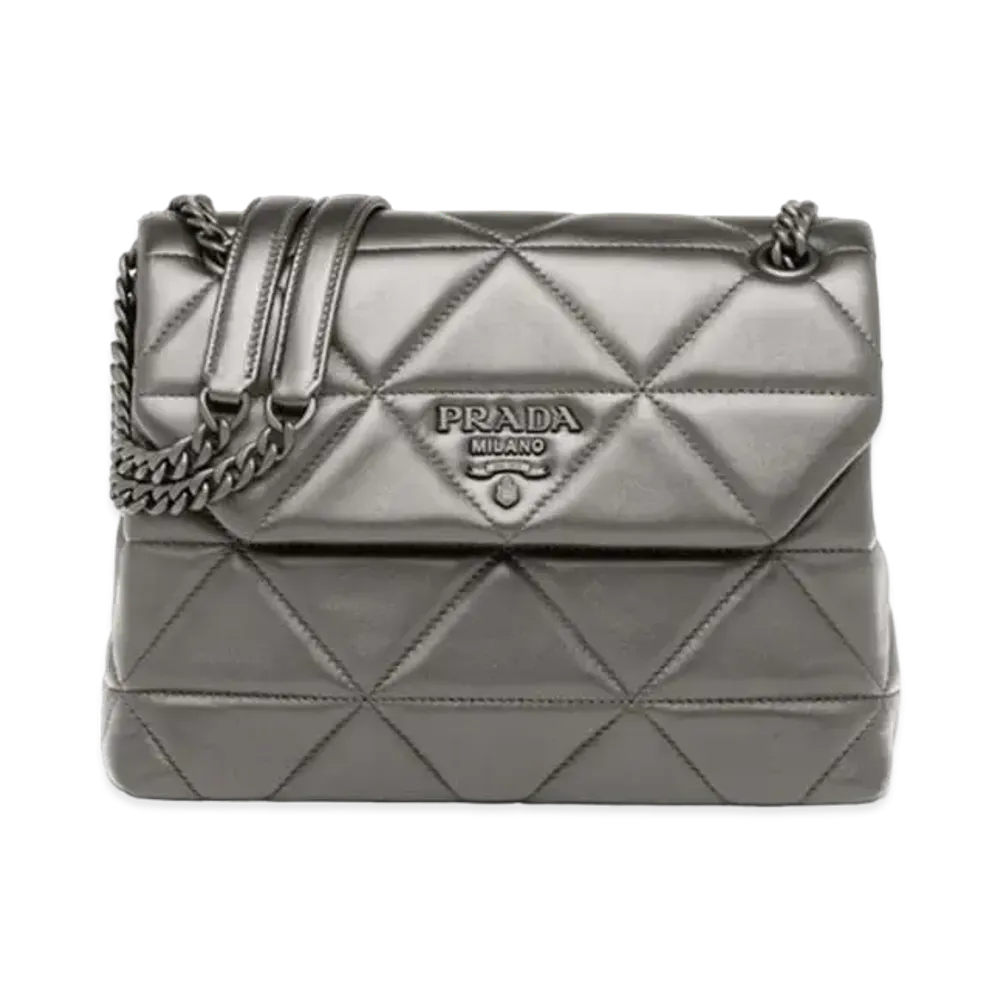 PRADA Medium Nappa Leather Prada Spectrum Bag "Light Gray"