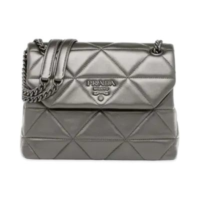 PRADA Medium Nappa Leather Prada Spectrum Bag "Light Gray"