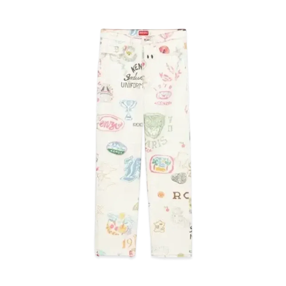 KENZO 'DRAWN VARSITY' ASAGAO Straight Leg Pants "Multi"