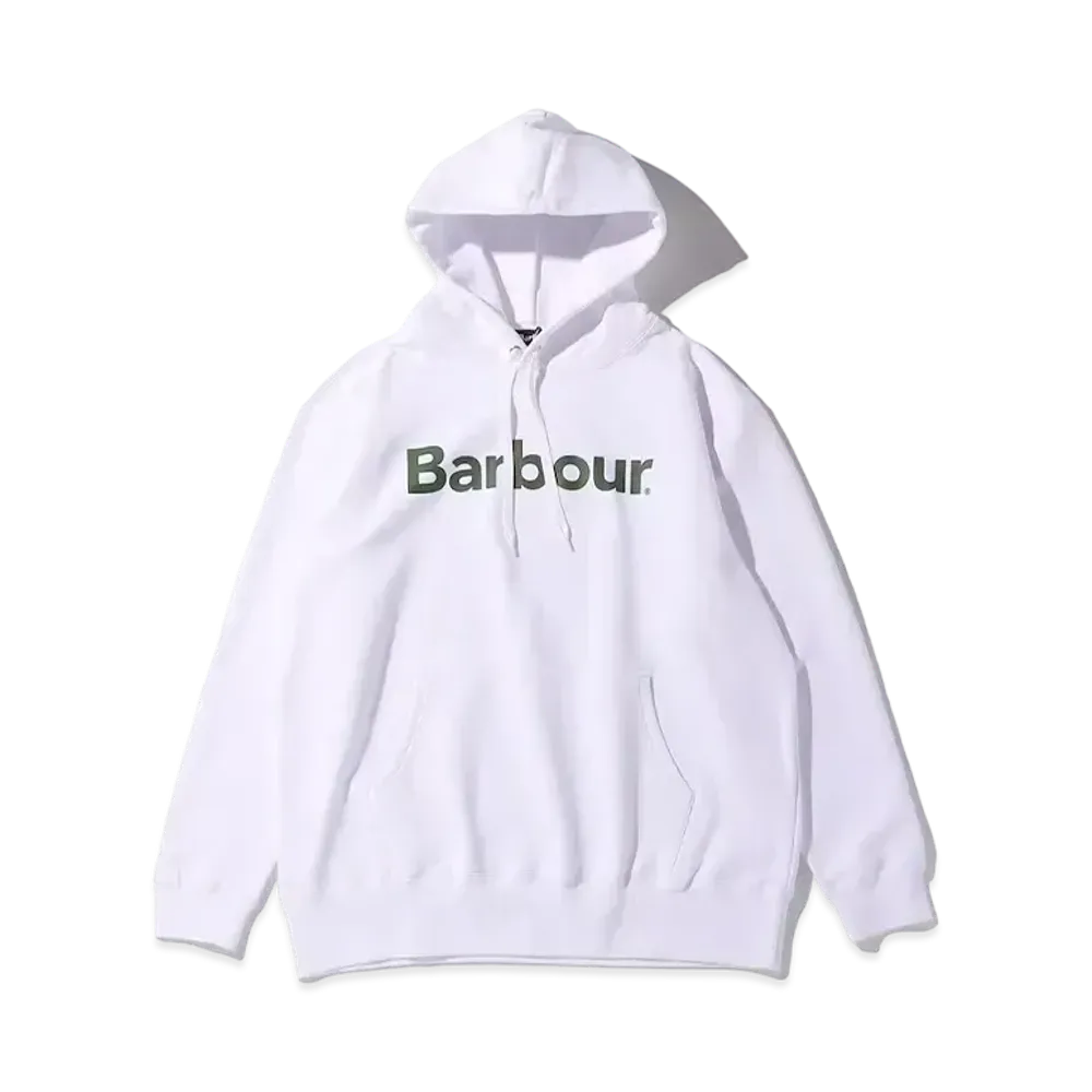 Barbour Front Logo Long Sleeve Hoodie "White"