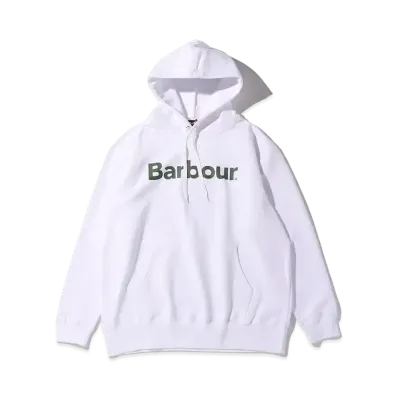 Barbour Front Logo Long Sleeve Hoodie "White"