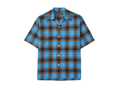 WACKO MARIA Ombre Check Open Collar Shirt "Blue"