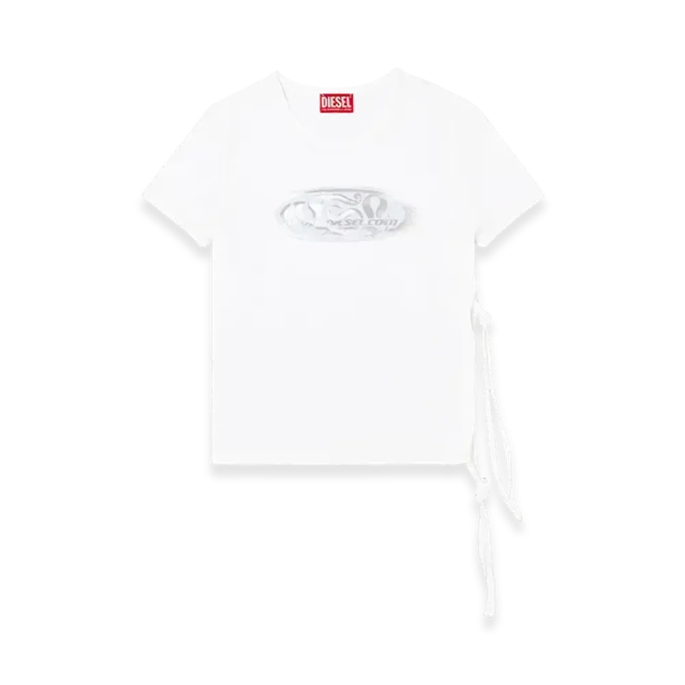 Diesel T-Laya Tie-Side T-Shirt With Logo Graphic "White"