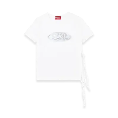 Diesel T-Laya Tie-Side T-Shirt With Logo Graphic "White"