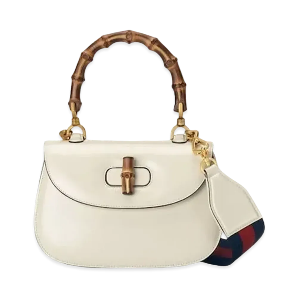 GUCCI Bamboo 1947 Small Top Handle Bag Leather "White"