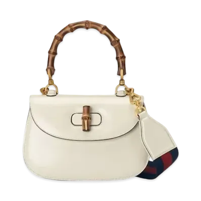 GUCCI Bamboo 1947 Small Top Handle Bag Leather "White"