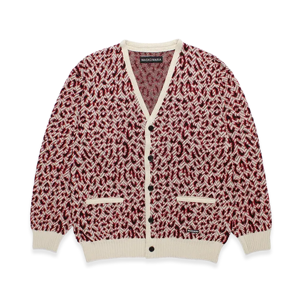 WACKO MARIA Leopard Jacquard Knit Cardigan "White"