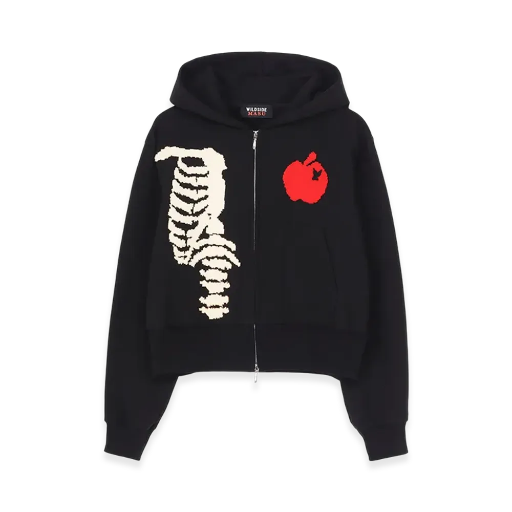 WILDSIDE YOHJI YAMAMOTO x M A S U Bone And Apple Zip-Up Hoodie "Black"