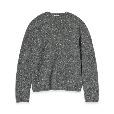 AURALEE Low-Gauge Homespun Tweed Knit P/O "Top Charcoal"