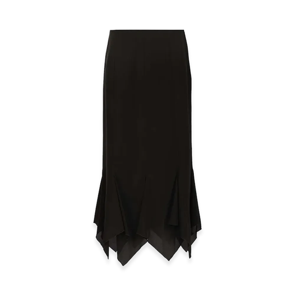 Valentino Women's Crepe De Chine Midi Skirt "Black"