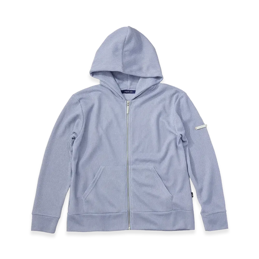 FEELS. Thermal Zip Up Hoodie "Light Blue"