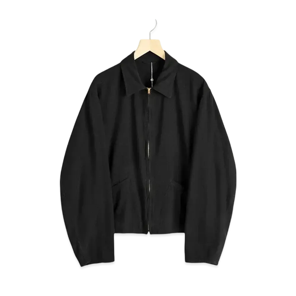 COMOLI Silk Nap Zip Short Jacket "Black"