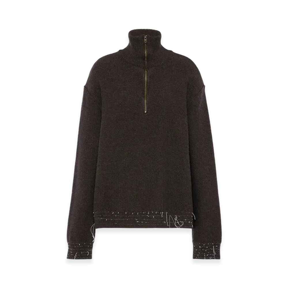 Maison Margiela Wool Quarter Zip Sweater "Brown"