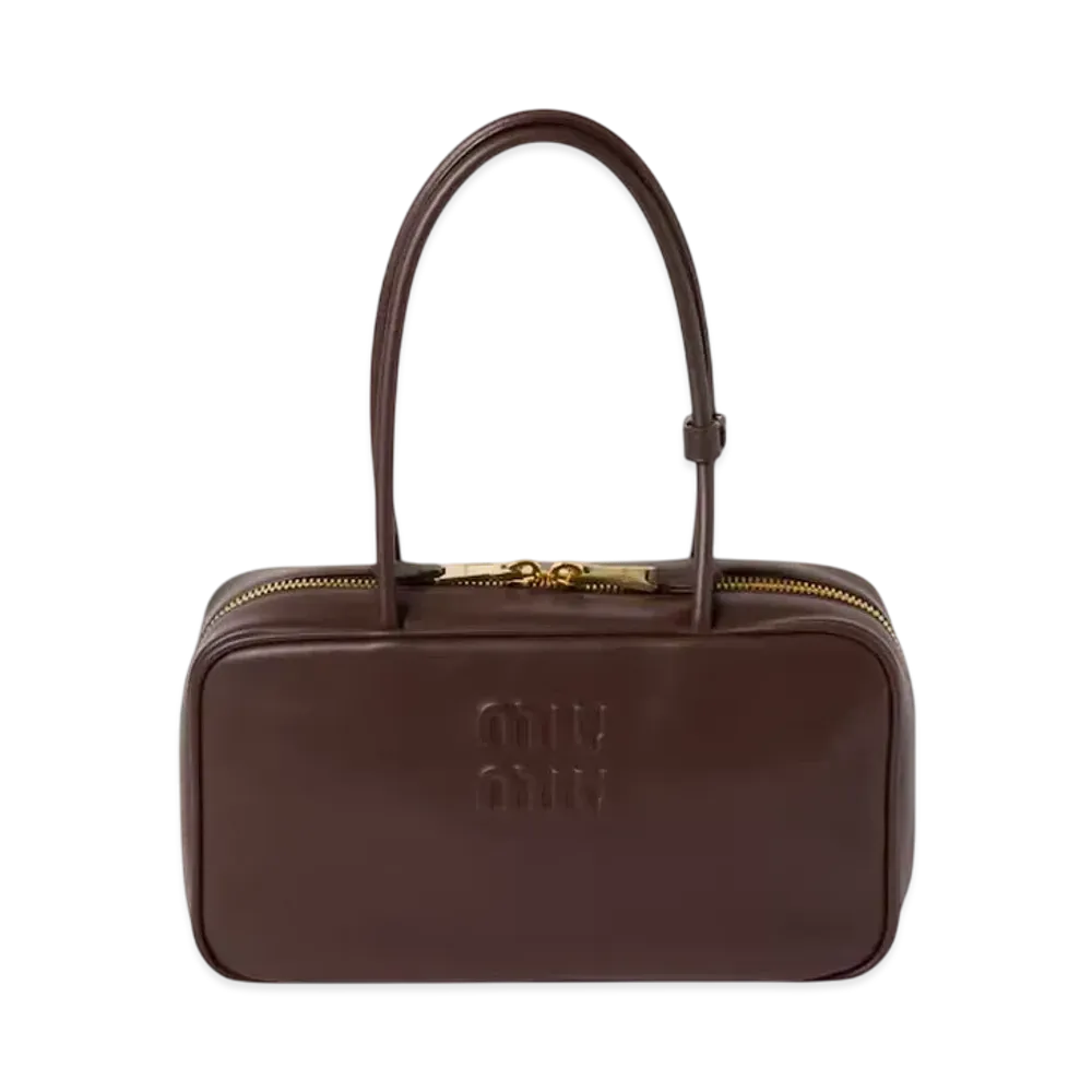 MIUMIU Beau Leather Top-Handle Bag Medium "Brown"