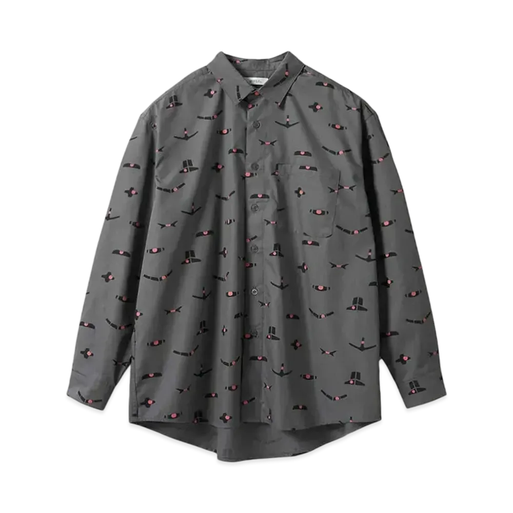 graniph x STRICT-G/Mobile Suit Gundam Monoeye Pattern Loose Fit Shirt "Gray"