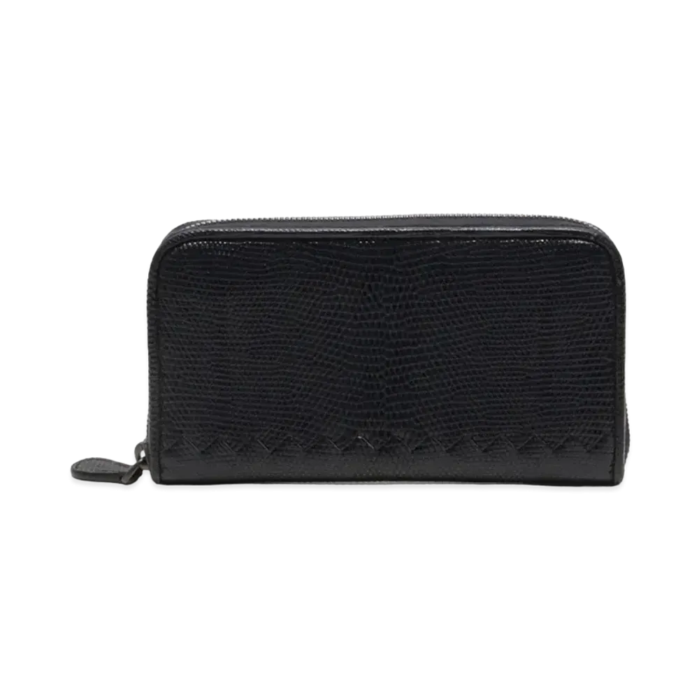 Bottega Veneta Rezard Leather Round Fastener Wallet "Black"