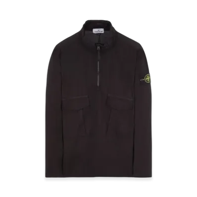 Stone Island 10705 Light Cotton Canvas Garment Dyed Half Zipper Anorak - 23SS "Black"